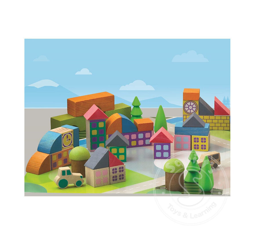 SALE - Construction Set Mini Village - 40 pcs