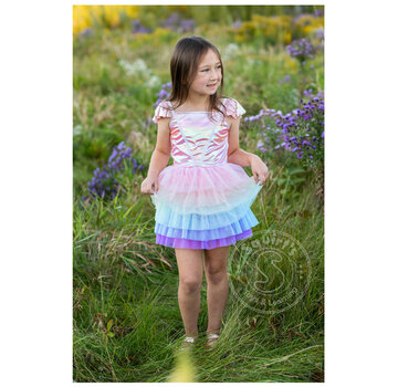 Great Pretenders Great Pretenders Rainbow Ruffle Tutu Dress, Pink/Multi (Size 5-6)