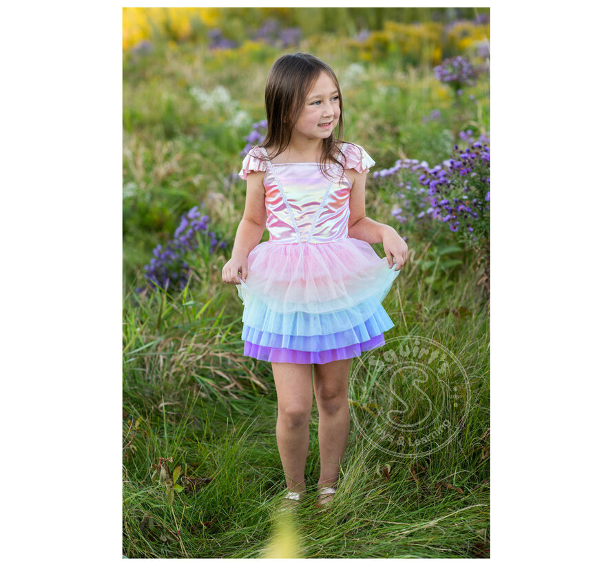 Great Pretenders Rainbow Ruffle Tutu Dress, Pink/Multi (Size 5-6)