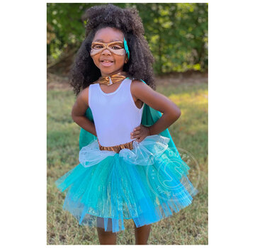 Great Pretenders Great Pretenders Super-duper Tutu Cape & Mask Teal/Copper (Size 4-6)