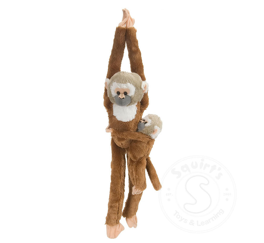 Wild Republic Hanging Squirrel Monkey with Baby 20”