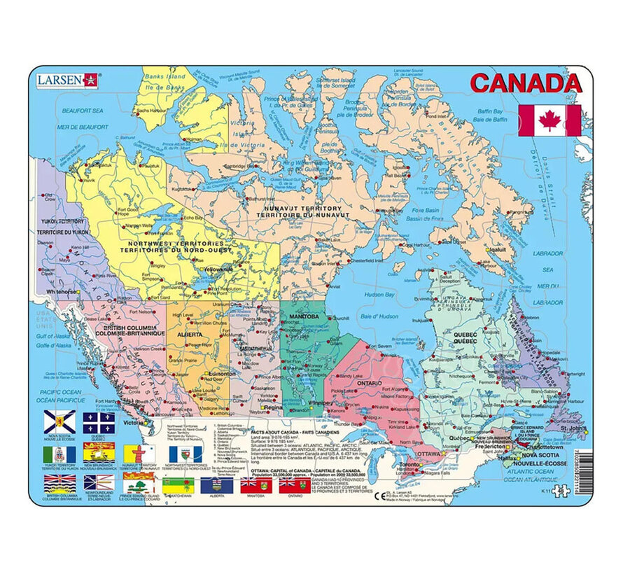 Larsen Canada Map Tray Puzzle 48pcs