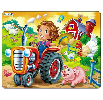 Larsen Puzzles Larsen Farm Kid with Tractor Tray Puzzle 15pcs