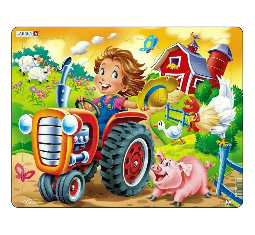 Larsen Farm Kid with Tractor Tray Puzzle 15pcs