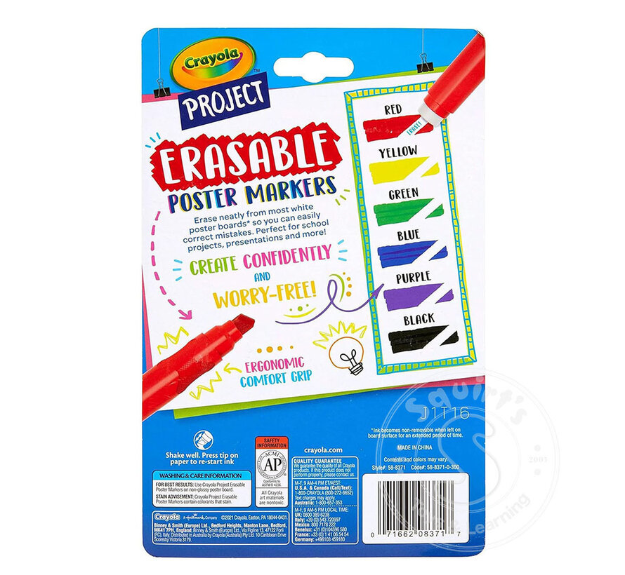 Crayola 6 Erasable Poster Markers