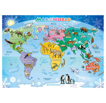 Cobble Hill Puzzles Cobble Hill World Map Tray Puzzle 35pcs