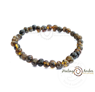 Healing Amber Healing Amber 5.5” Bracelet Circle Clasp Molasses Olive Speckle