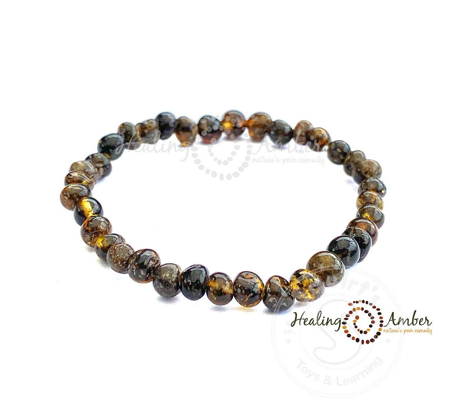 Healing Amber 5.5” Bracelet Circle Clasp Molasses Olive Speckle