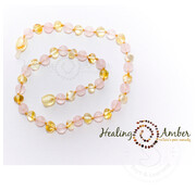 Healing Amber Healing Amber 5.5” Bracelet Clasp Gold Amber & Rose Quartz