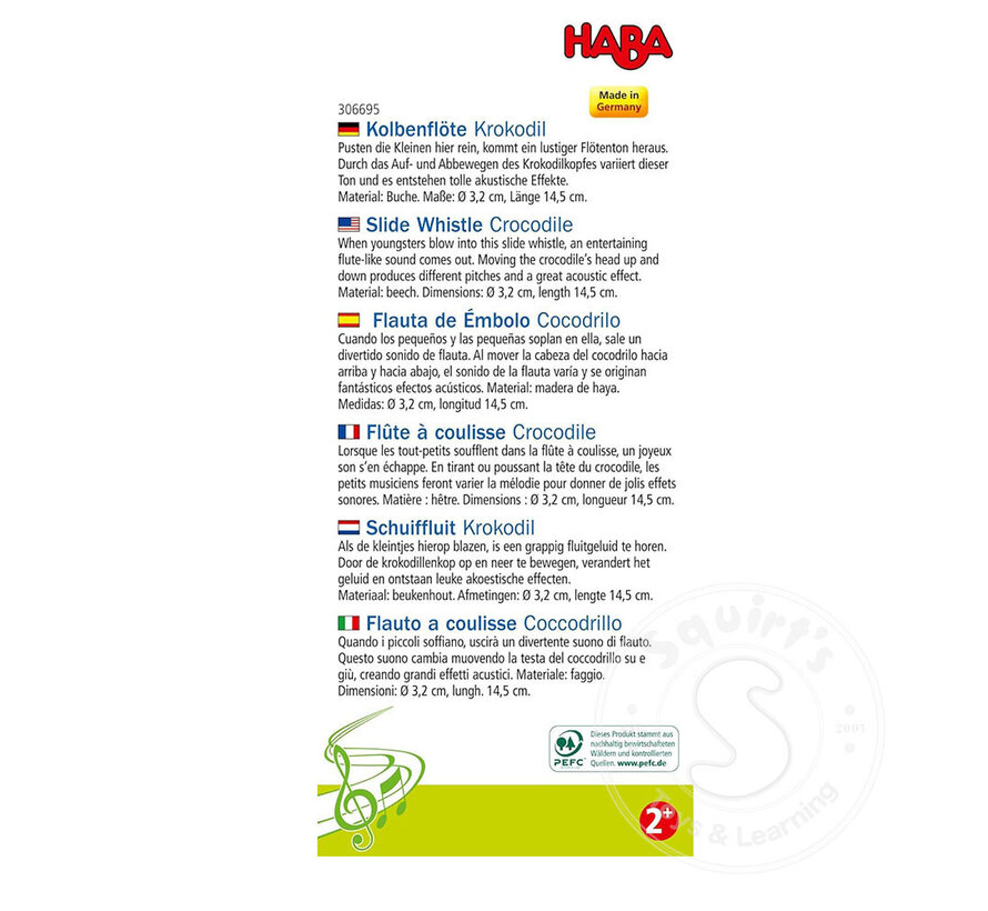 Haba Slide Whistle Crocodile