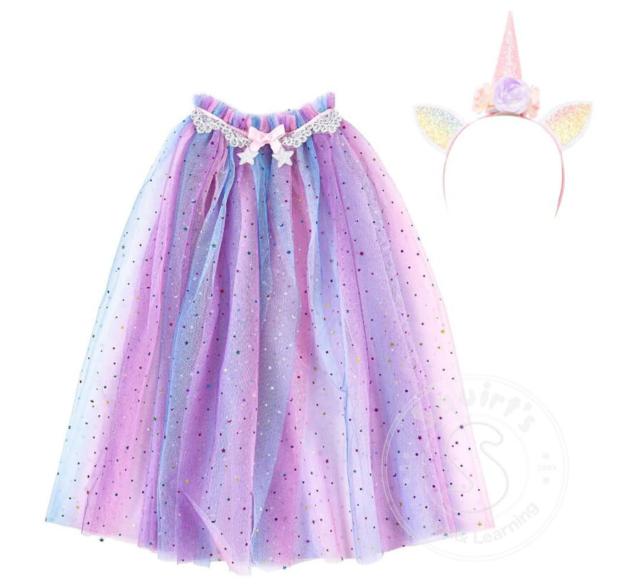 Great Pretenders Rainbow Unicorn Cape & Headband (Size 4-6)