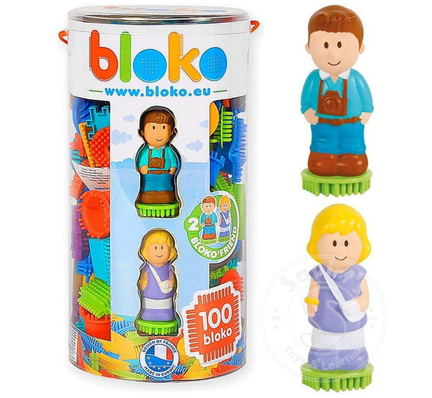 BLOKO: Tube 100pcs - 2 3D Figurines - Family