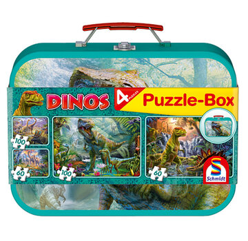 Schmidt Schmidt Dinos Puzzle 2 x 60pcs & 2 x 100pcs in a Tin Box