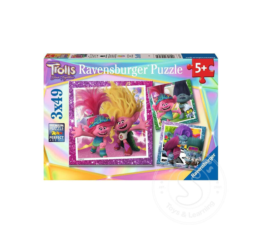 Ravensburger Trolls Band Together Can't Stop the Pop Puzzle 3 x 49pcs