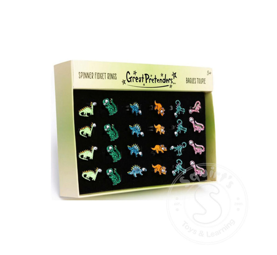 Dinosaur Spinner Fidget Rings, 24pcs, Assorted