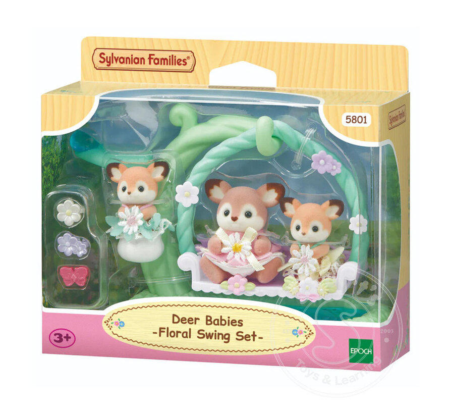 Calico Critters Deer Babies - Floral Swing Set