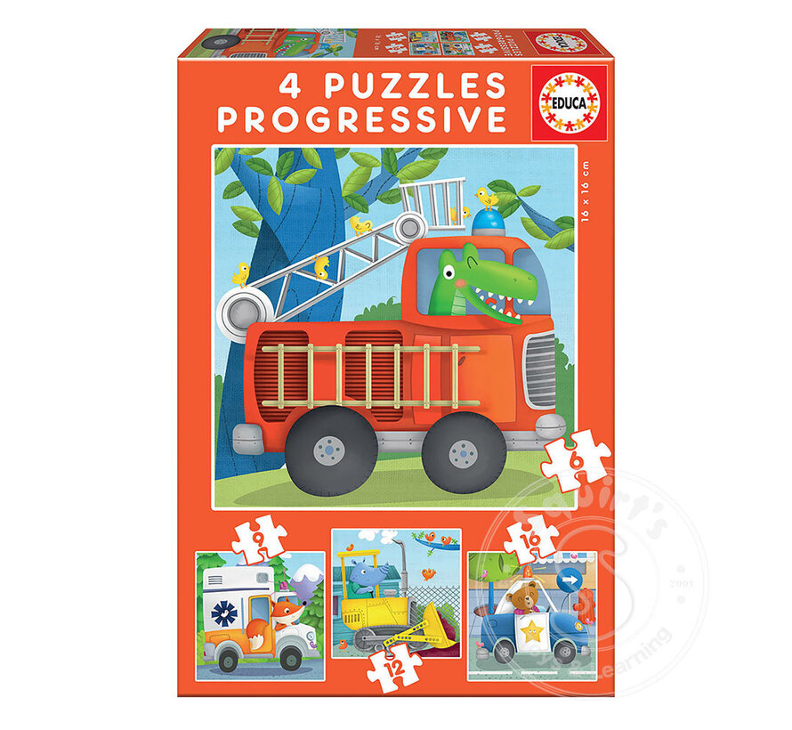 Educa 4 Progressive Puzzles - Vehicles (6-9-12-16 pcs)