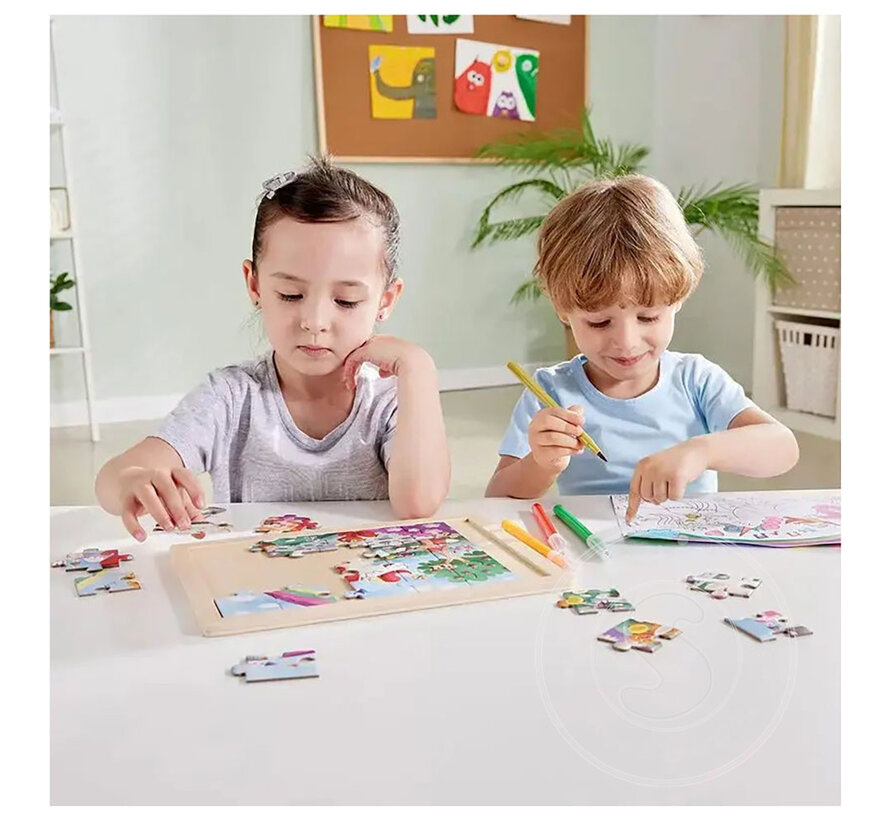 Unicorn Friends Puzzle - Double Sided Colouring