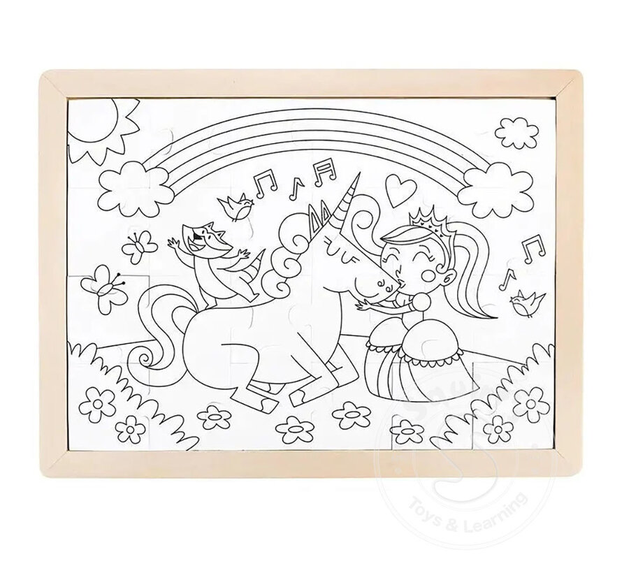 Unicorn Friends Puzzle - Double Sided Colouring