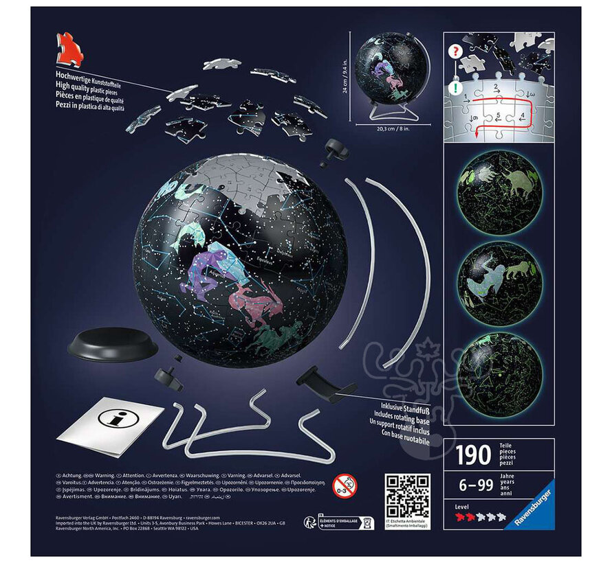 Ravensburger Glow in Dark Star Globe 3D Puzzle 180 pcs