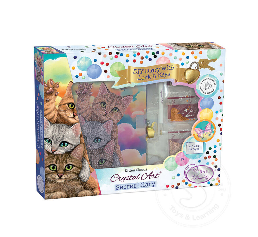 Crystal Art - Secret Diary Kit: Kitten Clouds