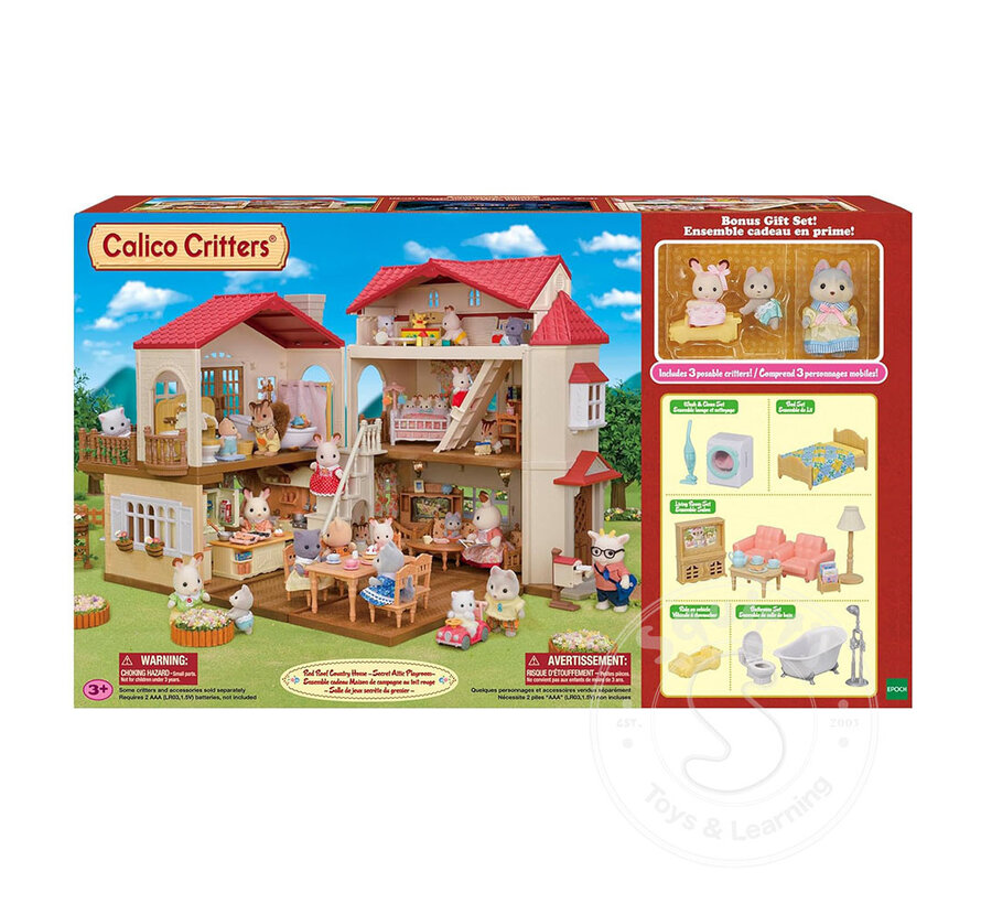 Calico Critters Red Roof Country Home Secret Attic Playroom Gift Set