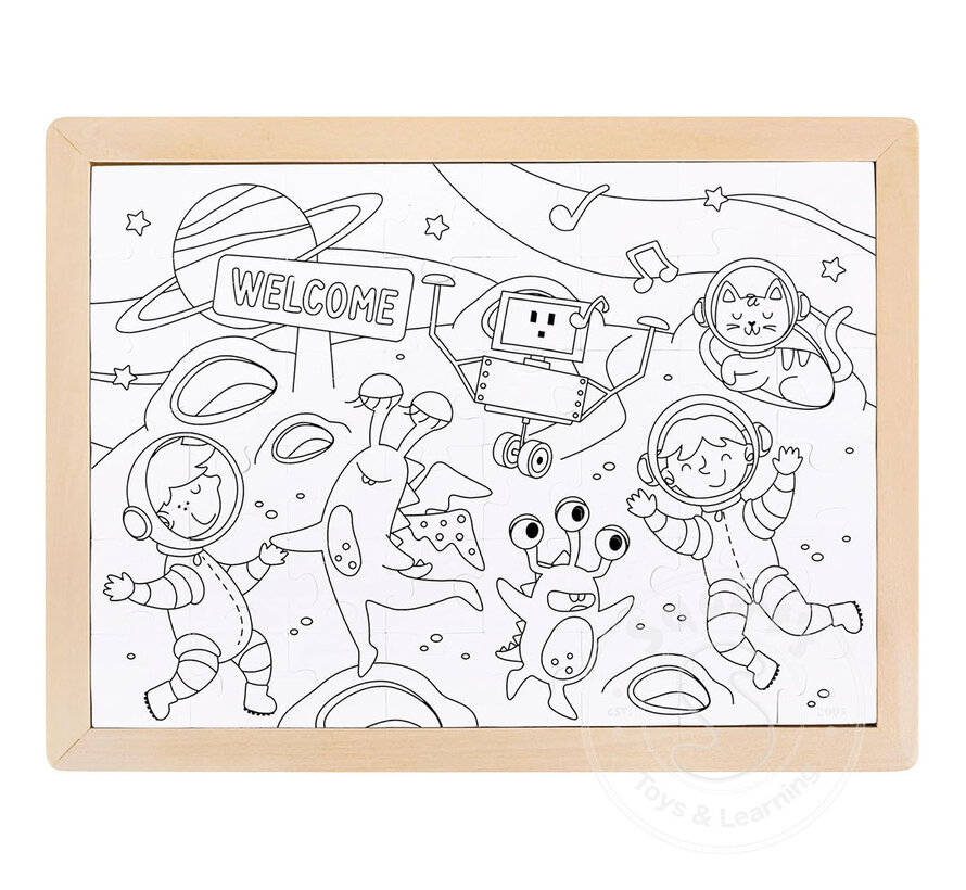 Space Friends Puzzle - Double Sided Colouring