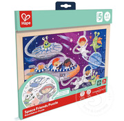 Hape Space Friends Puzzle - Double Sided Colouring