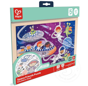 Hape Space Friends Puzzle - Double Sided Colouring