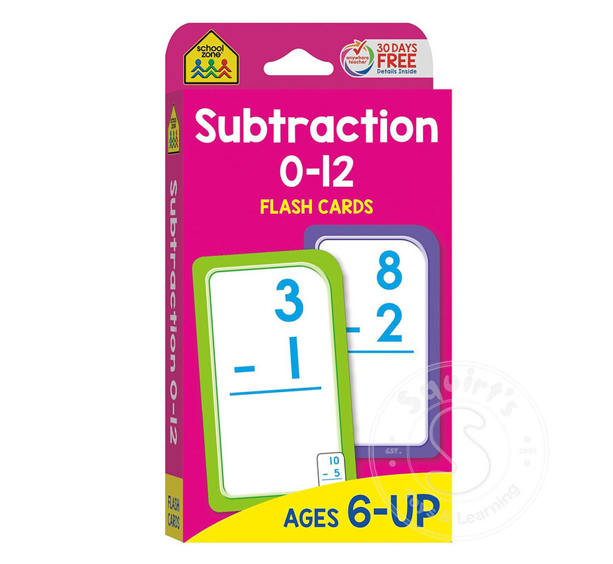 Subtraction 0-12 Flash Cards