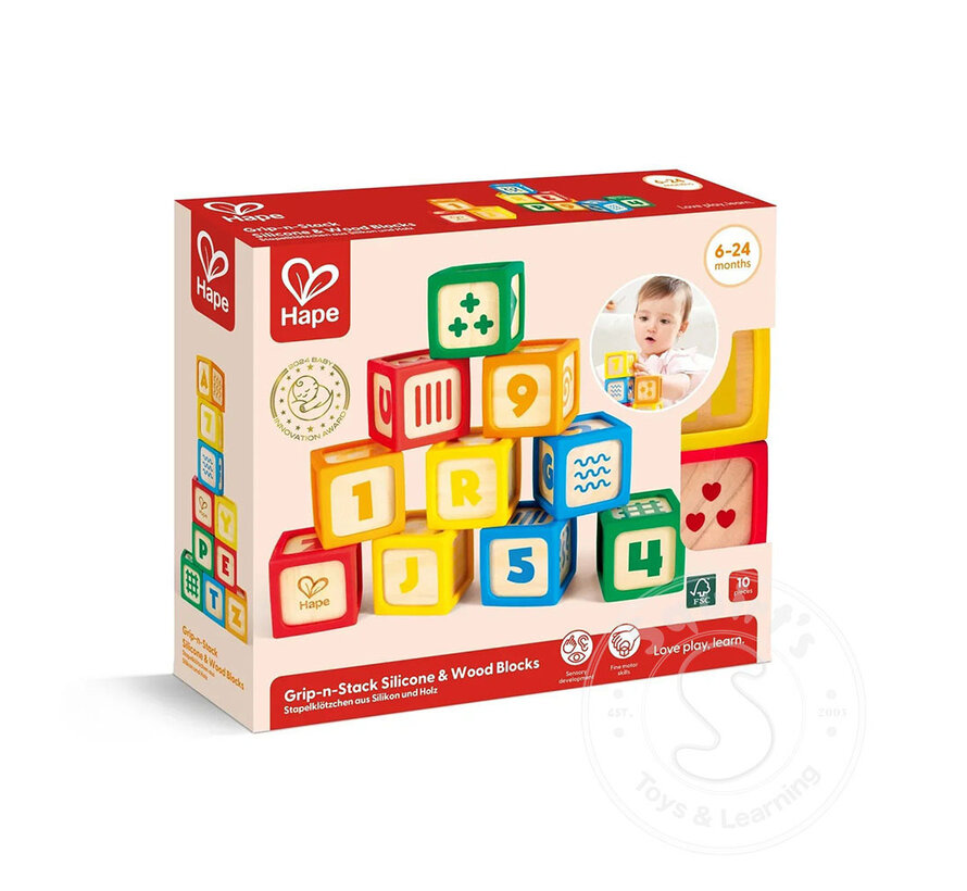Hape Grip-n-Stack Silicone & Wood Blocks
