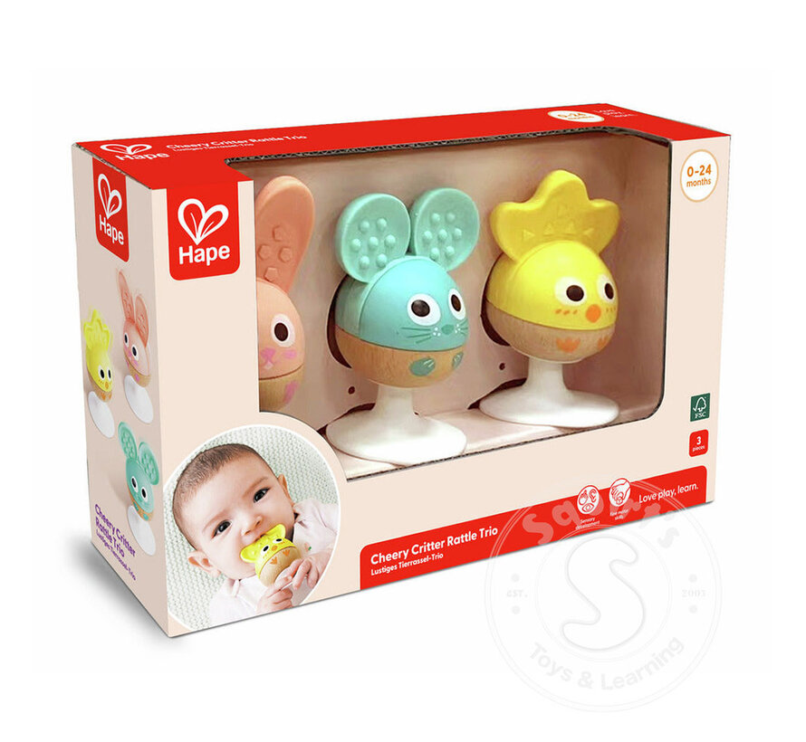 Hape Cheery Critter Rattle Trio