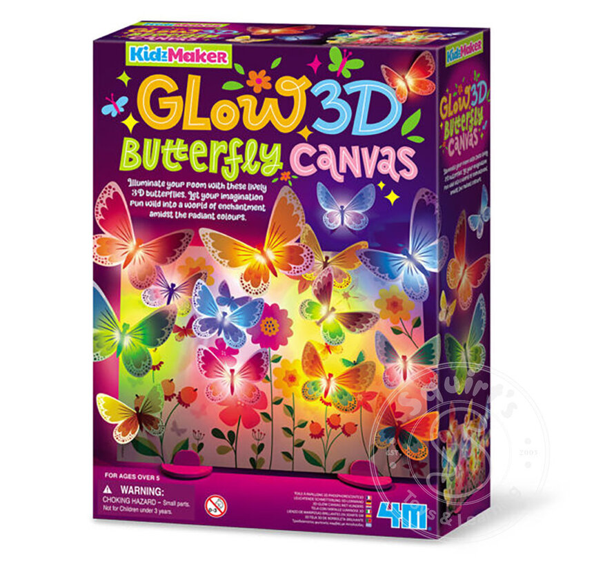 Glow 3D Butterfly Canvas