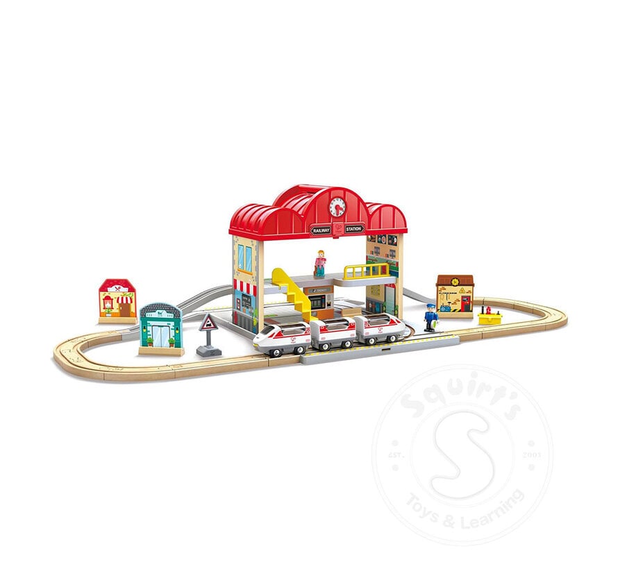 Hape Portable Train Station Set