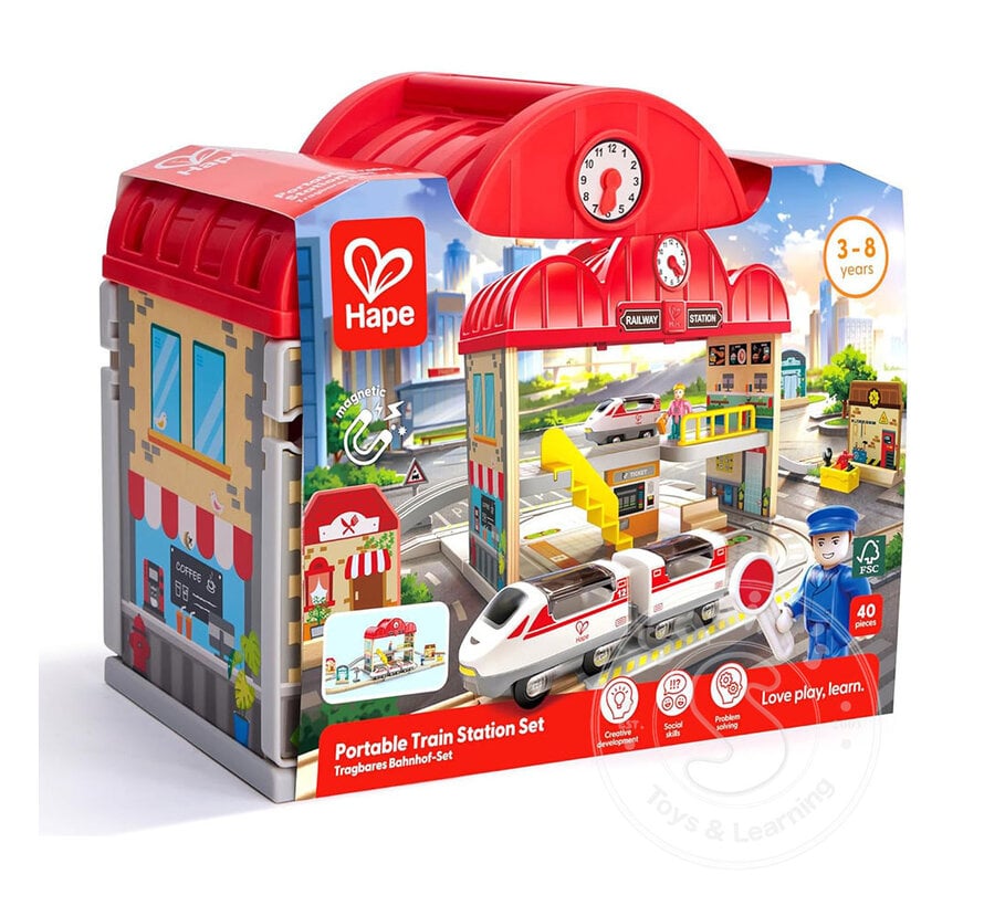Hape Portable Train Station Set