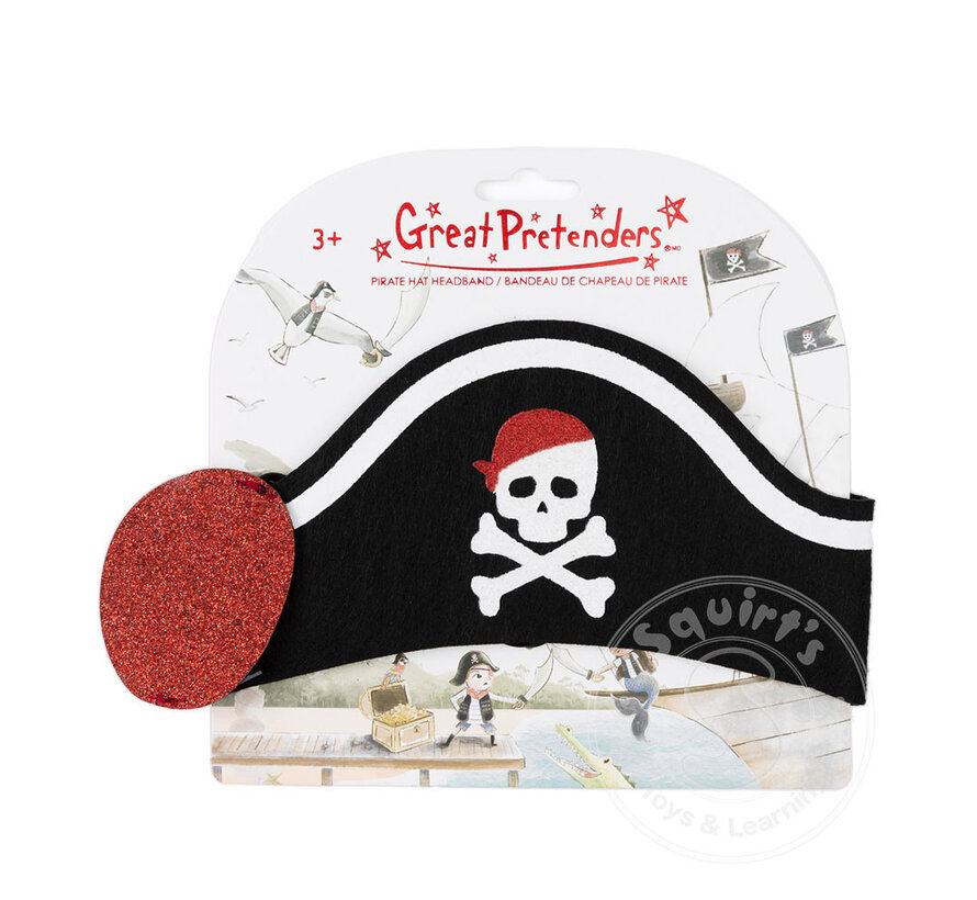 Great Pretenders Pirate Hat Headband & Eyepatch, 2pcs