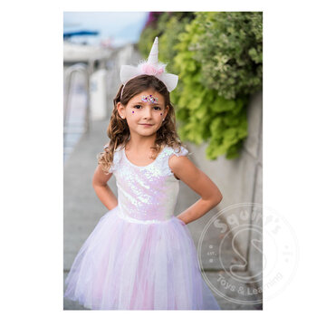 Great Pretenders Great Pretenders Dreamy Unicorn Dress Iridescent/Pink with Headband  (Size 5-6)