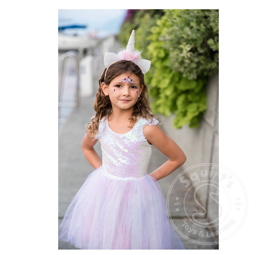 Great Pretenders Dreamy Unicorn Dress Iridescent/Pink with Headband  (Size 5-6)