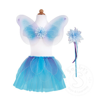 Great Pretenders Great Pretenders Fancy Flutter Skirt Wings and Wand Blue (Size 4-7)