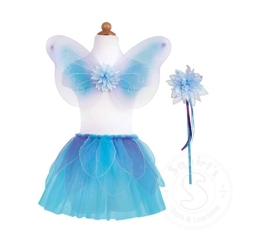 Great Pretenders Fancy Flutter Skirt Wings and Wand Blue (Size 4-7)