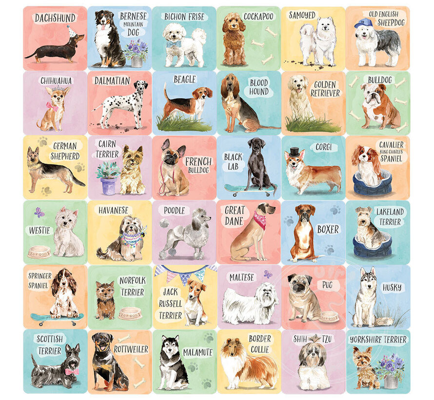 Dogs Memory Match Game (Set of 72 cards)
