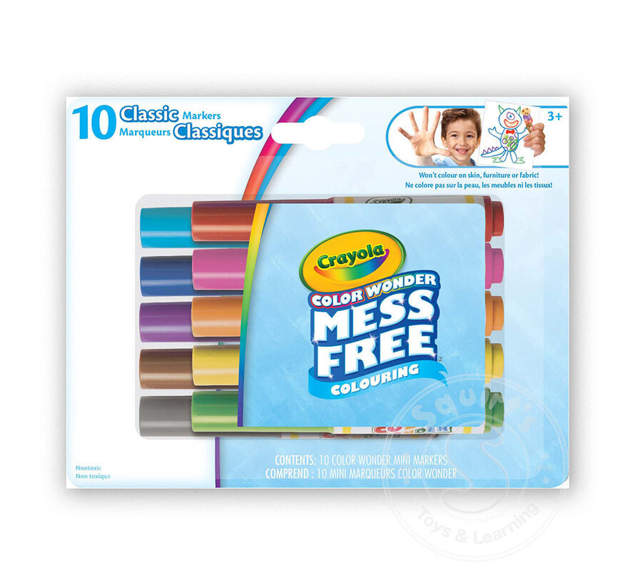 Crayola Color Wonder Mess-Free Mini Markers Classic, 10 Count