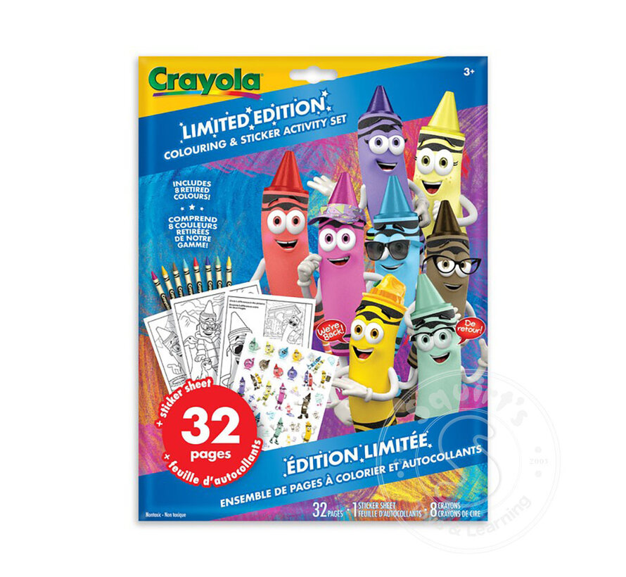 Crayola 32pg Colour & Sticker FD w/8 Retired Crayons
