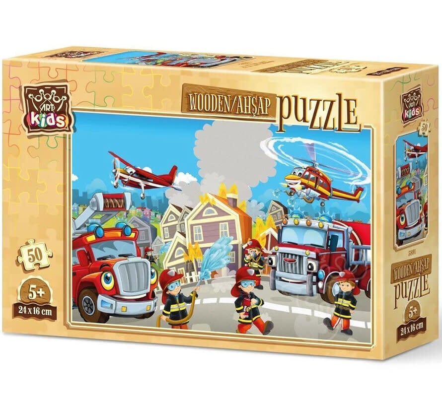 Art Puzzle Hero Firefighters Wooden Puzzle 50pcs