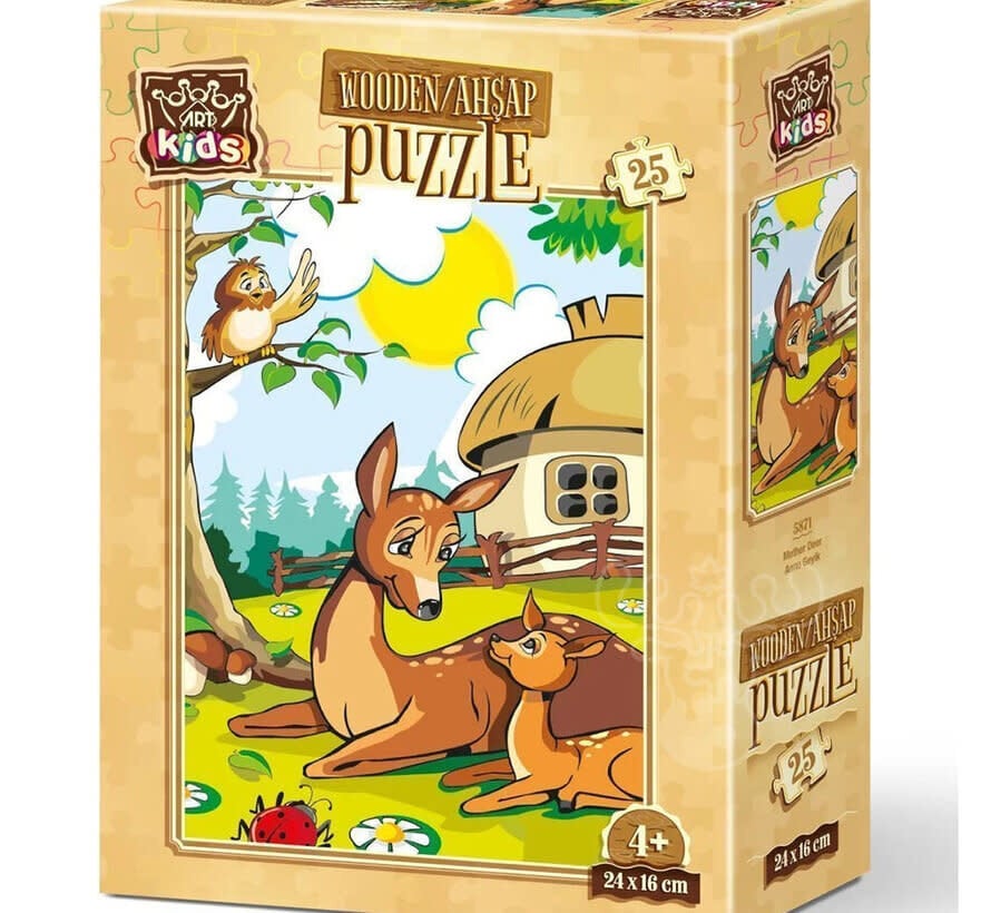 Art Puzzle Mother Deer Wooden Puzzle 25pcs