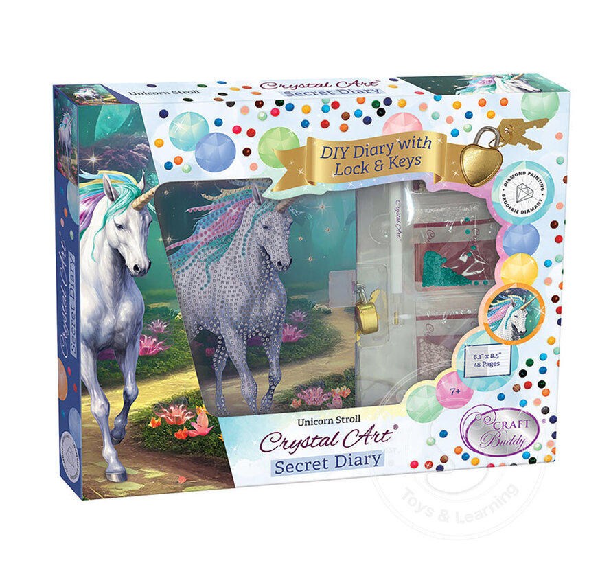 Crystal Art - Secret Diary Kit: Unicorn Stroll