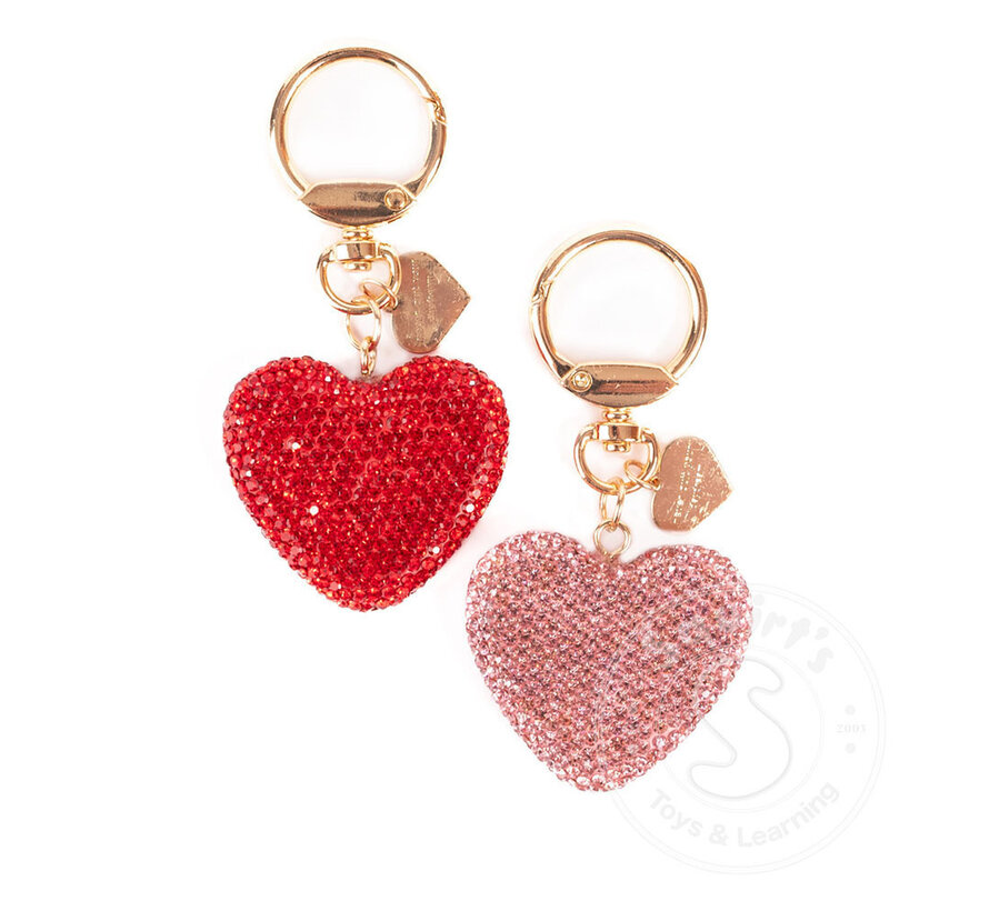 Great Pretenders Sparkling Crystal Heart Bag Charm, Assorted