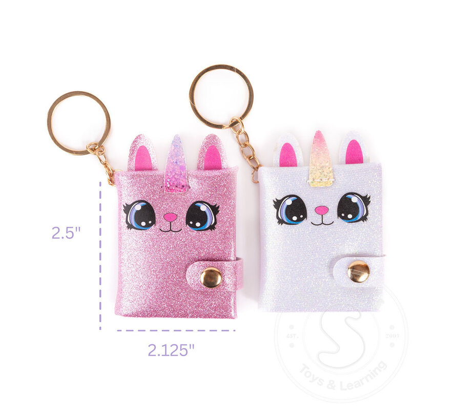 Mini Sparkly Friends Keychain Journal, Caticorn, assorted