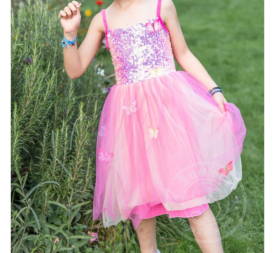 Great Pretenders Butterfly Bliss Dress, Hot Pink (Size 5-6)