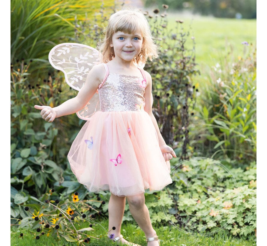 Great Pretenders Butterfly Bliss Dress, Peach (Size 5-6)